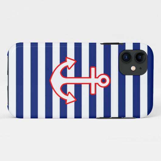 Nautical Style Anchor Icon on Stripes Case-Mate iPhone Case (Achterkant (horizontaal))