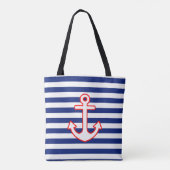 Nautical Style Anchor Icon on Stripes Tote Bag (Achterkant)