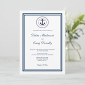 Nautical Style Anchor Wedding Invitation Kaart (Staand voorkant)