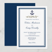 Nautical Style Anchor Wedding Invitation Kaart (Voorkant / Achterkant)