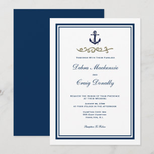 Nautical Style Anchor Wedding Invitation Kaart