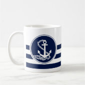 Nautical Style Blue en White Anchor, Sailor Koffiemok (Links)