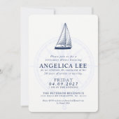 Nautical Style Pensioen Diner Verstuur Uitnodiging (Voorkant)