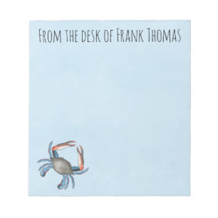 Nautical Stylish Natuur Blue Crab Typografie Notitieblok