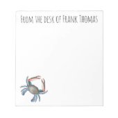 Nautical Stylish Natuur Simple Blue Crab Notitieblok (Voorkant)