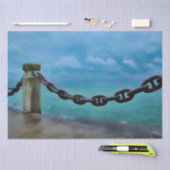 Nautical Summer Beach Front Blue Blauwgroen Waterv Tissuepapier (Craft)