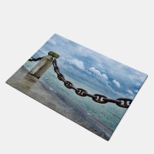 Nautical Summer Beach Front Blue Deurmat