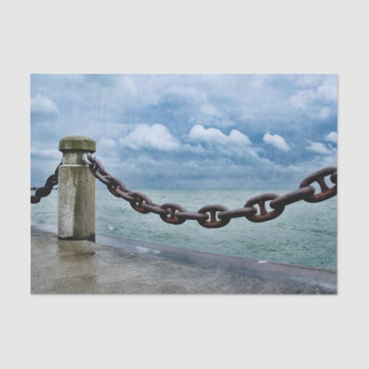 Nautical Summer Beach Front Blue Tissuepapier (Voorkant)