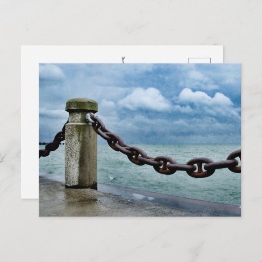 Nautical Summer Beach Front Blue Trendy Briefkaart (Voorkant / Achterkant)