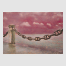 Nautical Summer Beach Front Pink Brown Waterverf