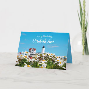 Nautical Summer Birthday Nubble Maine Lighthouder  Kaart