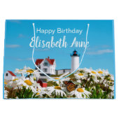 Nautical Summer Birthday Nubble Maine Lighthouse Groot Cadeauzakje (Voorkant)