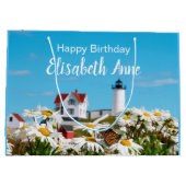 Nautical Summer Birthday Nubble Maine Lighthouse Groot Cadeauzakje (Achterkant)