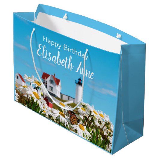 Nautical Summer Birthday Nubble Maine Lighthouse Groot Cadeauzakje (Achterkant Gekanteld)