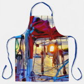 Nautical Sunset Thru, Sailboat Lifebuoy Schort (Voorkant)