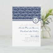 Nautical Swirls Monogram Weddenschap Kaart (Staand voorkant)