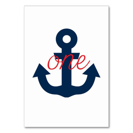Nautical Table Numbers, Red and Navy Anchor Kaart (Voorkant)