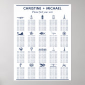 Nautical Table Symbols Wedding Seating Chart Poster (Voorkant)