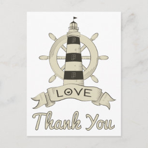 Nautical Tan Dank Je Vuurtoren & Scheepsanker Briefkaart