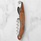 Nautical Teak Wood Grain gepersonaliseerde bootnaa Kurkentrekker (Voorkant)