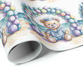 Nautical Teddy Bear Beach Boy Baby shower Cadeaupapier (Rol Hoek)