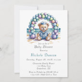 Nautical Teddy Bear Beach Boy Baby shower Kaart (Voorkant)