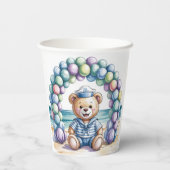 Nautical Teddy Bear Beach Boy Baby shower Papieren Bekers (Achterkant)