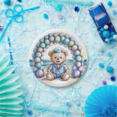 Nautical Teddy Bear Beach Boy Baby shower Papieren Bordje (Feest)