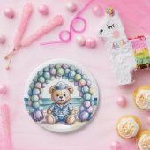 Nautical Teddy Bear Beach Boy Baby shower Papieren Bordje (Feest)