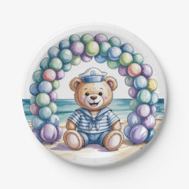 Nautical Teddy Bear Beach Boy Baby shower Papieren Bordje