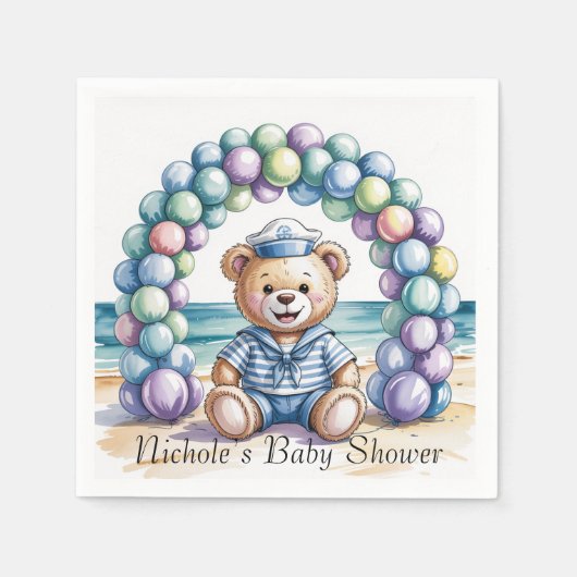 Nautical Teddy Bear Beach Boy Baby shower Servet (Voorkant)