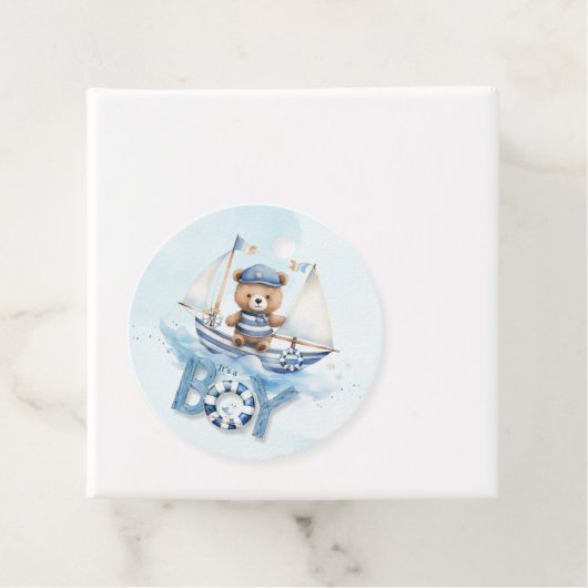 Nautical Teddy Bear Boy Baby shower Bedankjes Labels (In situ)