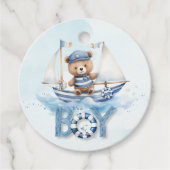 Nautical Teddy Bear Boy Baby shower Bedankjes Labels (Voorkant)