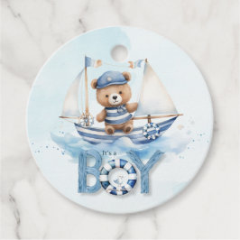 Nautical Teddy Bear Boy Baby shower Bedankjes Labels