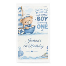 Nautical Teddybeer Zeilboot 1e Verjaardag