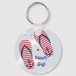 Nautical Teenslippers Design Nauti Girl Sleutelhan Sleutelhanger