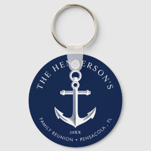 Nautical Th-Geachte Reunion Anchor Navy Sleutelhanger