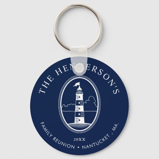 Nautical Th-Geachte Reunion Lighthouse Navy Sleutelhanger (Voorkant)