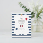 Nautical thema Meisje Verjaardagsfeestje Briefkaart (Staand voorkant)