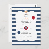 Nautical thema Meisje Verjaardagsfeestje Briefkaart (Voorkant / Achterkant)