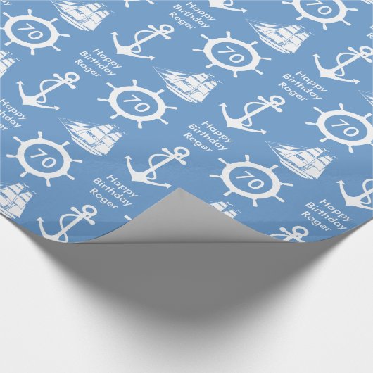 Nautical Theme 70th Birthday Party Cadeaupapier (Hoek)