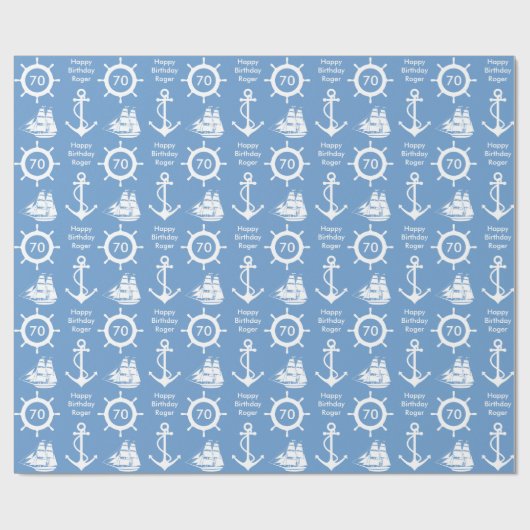 Nautical Theme 70th Birthday Party Cadeaupapier (Vlak)
