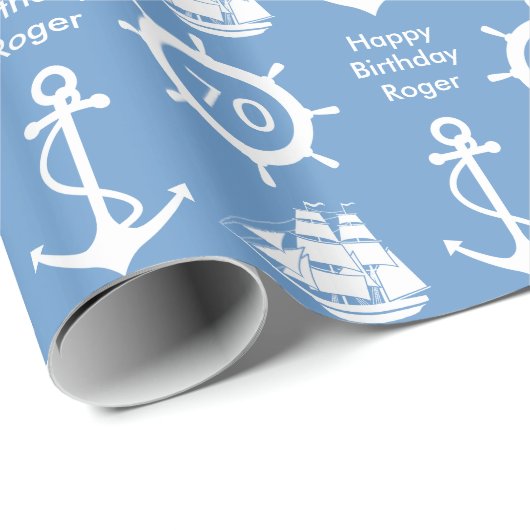 Nautical Theme 70th Birthday Party Cadeaupapier (Rol Hoek)