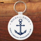Nautical Theme Anchor Custom Navy Sleutelhanger (Voorkant)