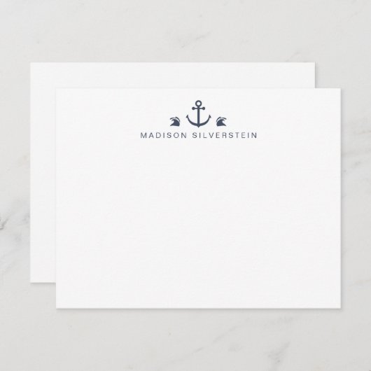 Nautical Theme Anchor Personalized Notitiekaartje (Voorkant / Achterkant)