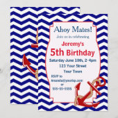 Nautical Theme Birthday Party Kaart (Voorkant / Achterkant)