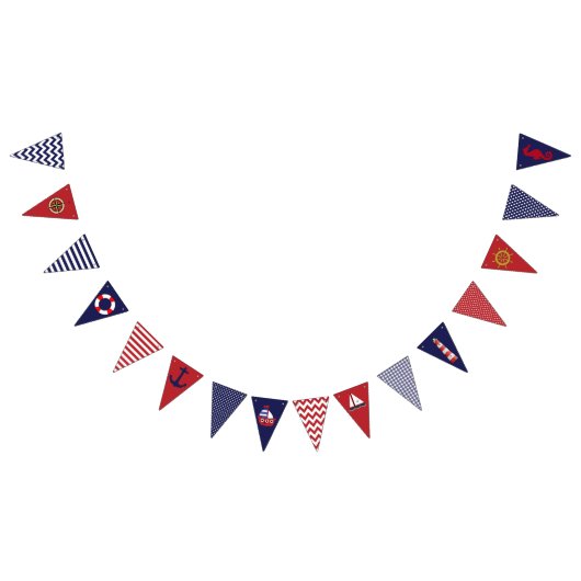 Nautical Theme Blue Red Bunting Flag Vlaggetjes (Alle)