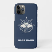 Nautical Theme Boat Name Navy Blue Case-Mate iPhone Case (Achterkant)