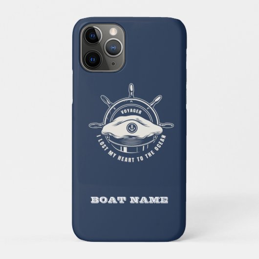 Nautical Theme Boat Name Navy Blue Case-Mate iPhone Case (Achterkant)