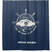 Nautical Theme Boat Name Navy Blue Douchegordijn (Voorkant)